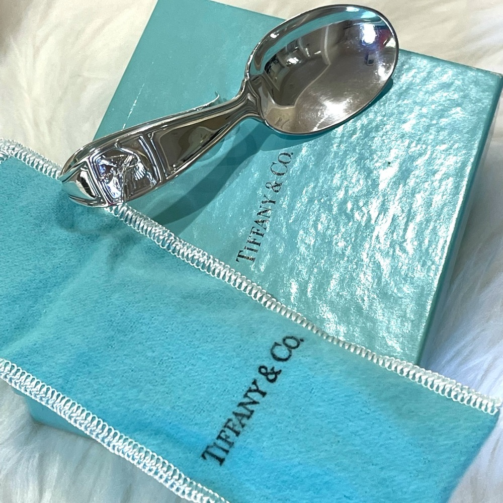 TIFFANY & Co BABY SPOON Mother Goose loop STERLING SILVER with box + pouch - Picture 5 of 15